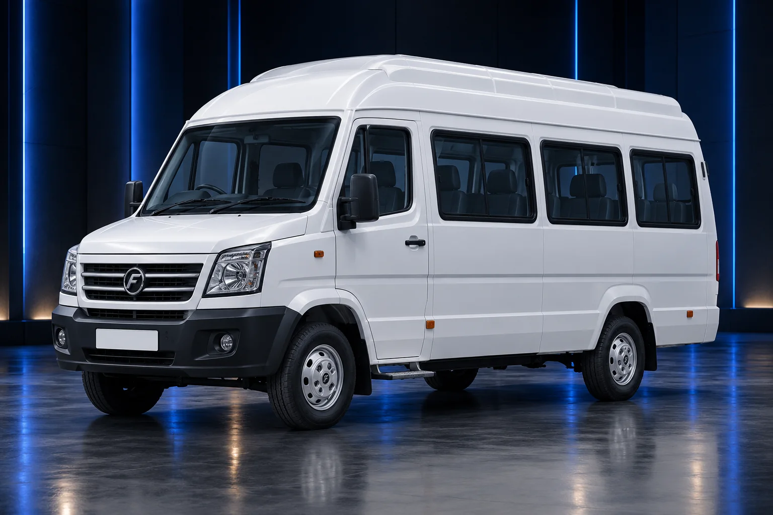 Original editorial image: am cab tempo traveller blue studio